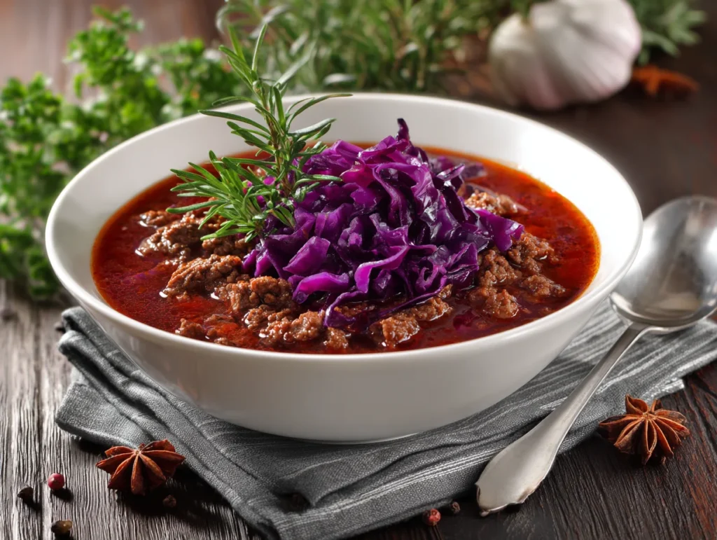 minced venison and red cabbage stew