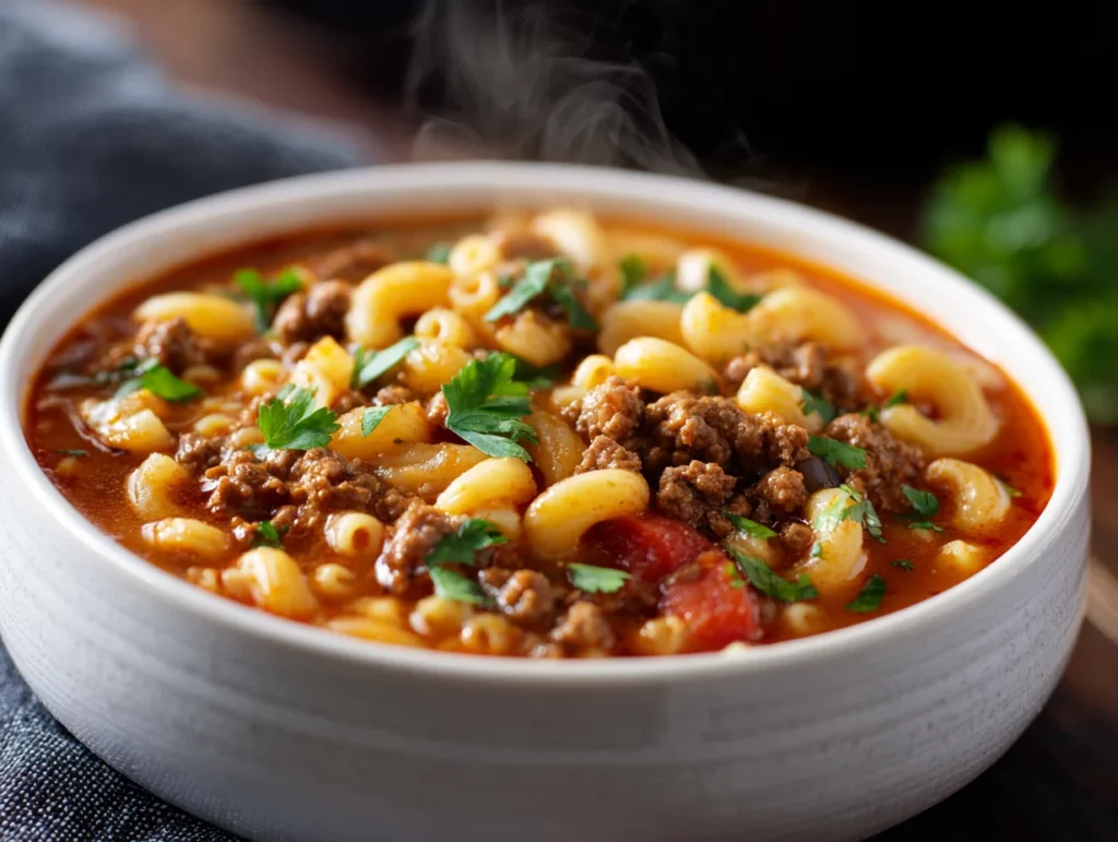 hamburger macaroni soup
