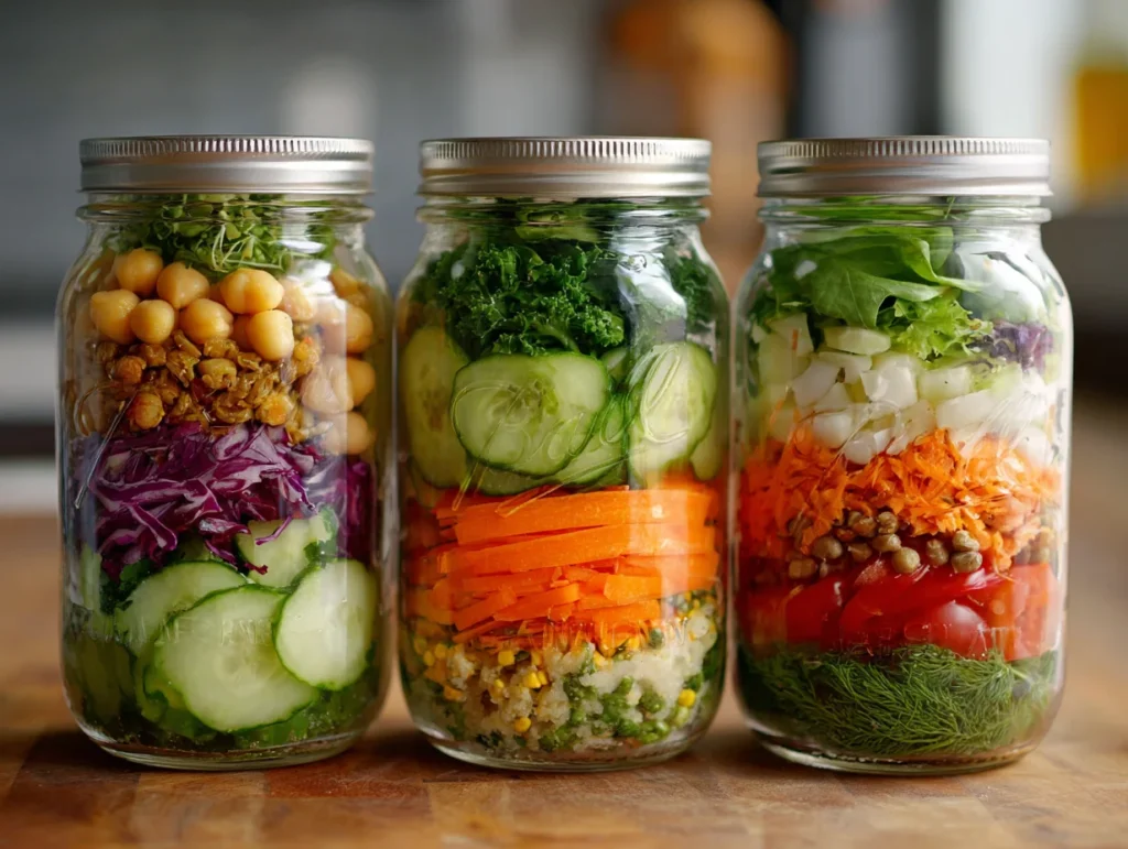 vegan mason jar salads