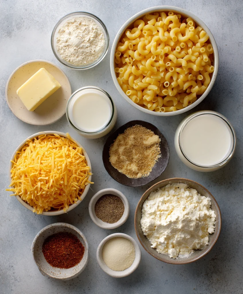 Baked Mac and Cheese Casserole Ingredients