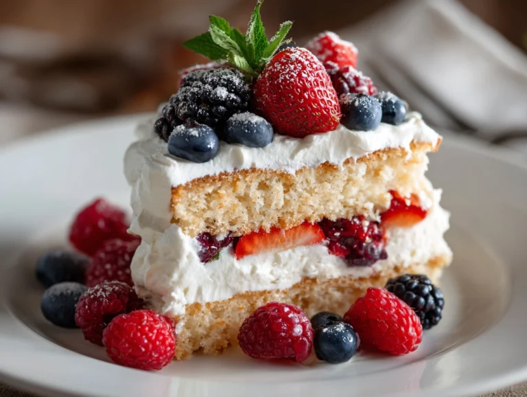 Berry Chantilly Cake with Light Cream and Fresh Berries