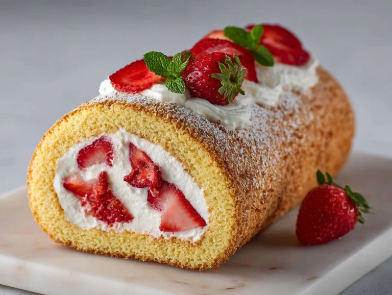 Easy Strawberry and Cream Cheese Swiss Roll Recipe