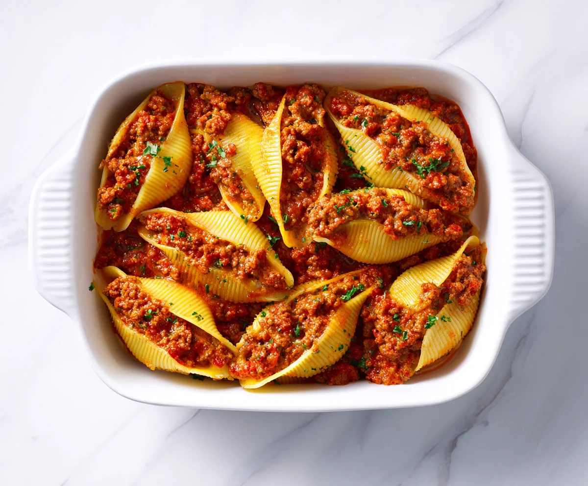 beef mince bolognese stuffed pasta shells