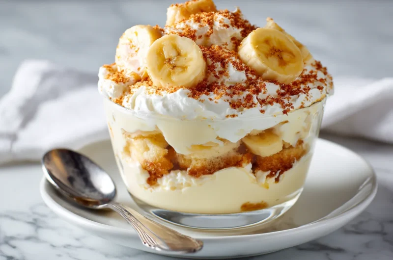 Classic banana pudding recipe with creamy layers and cookies