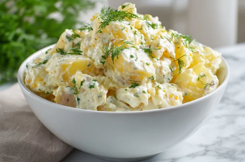 Old fashioned potato salad recipe with creamy homemade dressing