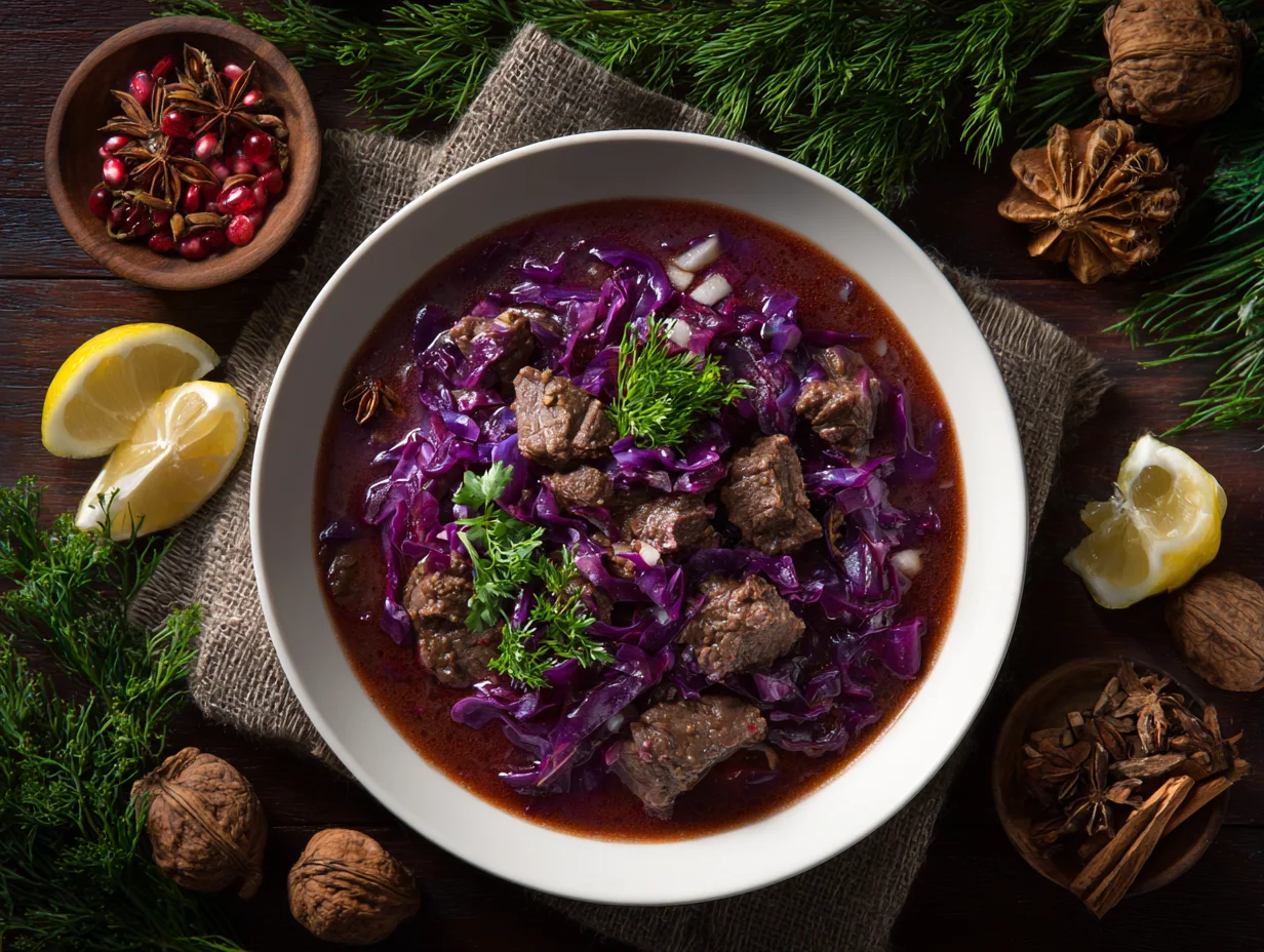 minced venison and red cabbage stew
