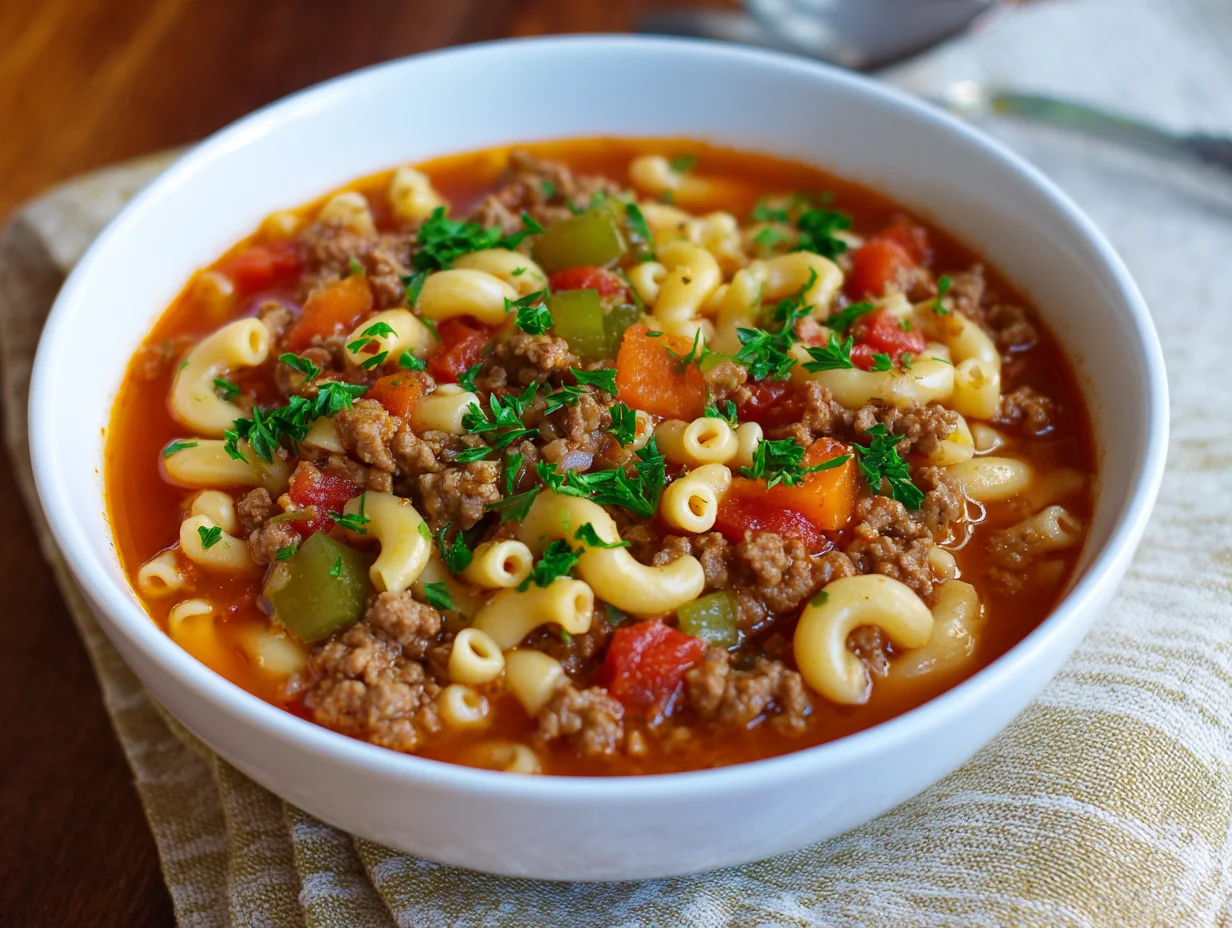 hamburger macaroni soup