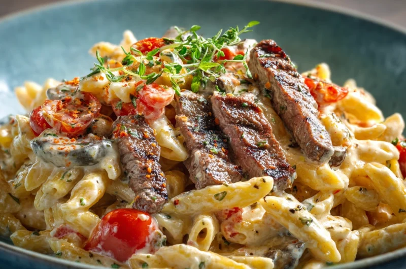 Steak Pasta Rich and Filling Dinner