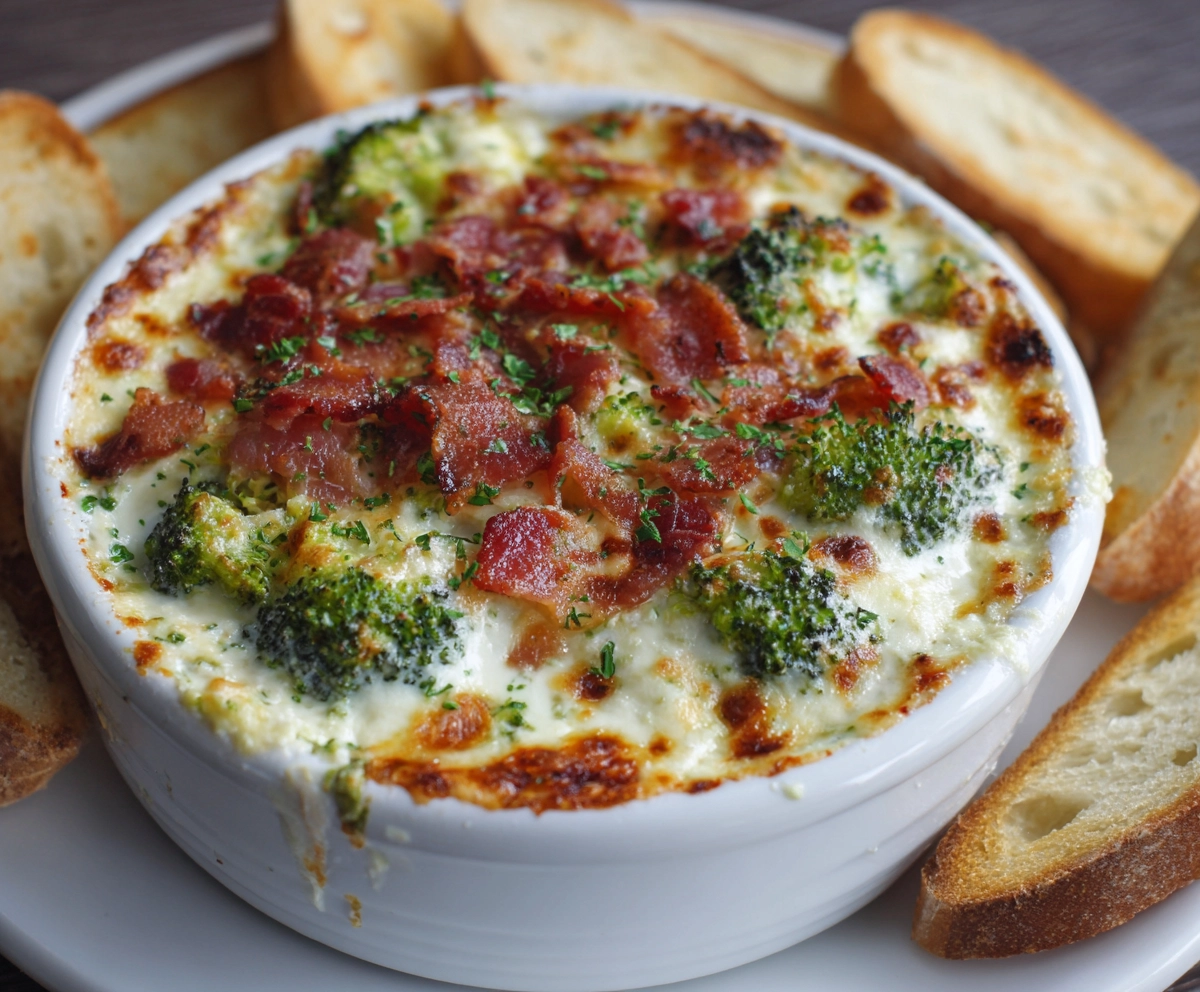 easy cheesy bacon and broccoli dip